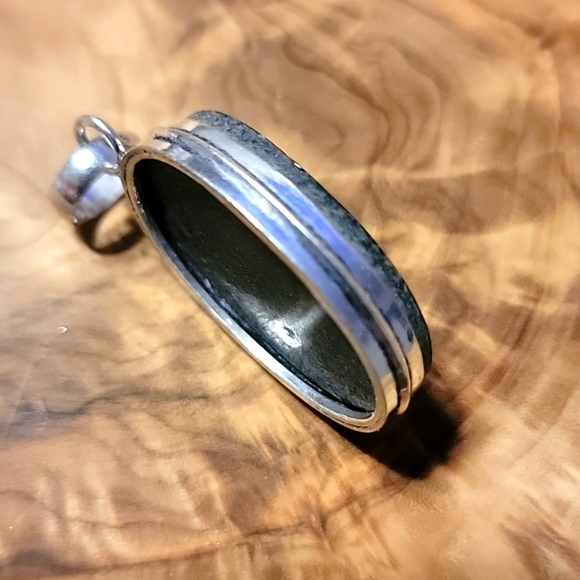 Abalone Shell 925 Silver Plated Natural Gemstone Handmade Necklace Pendant 1.7" - Picture 5 of 6